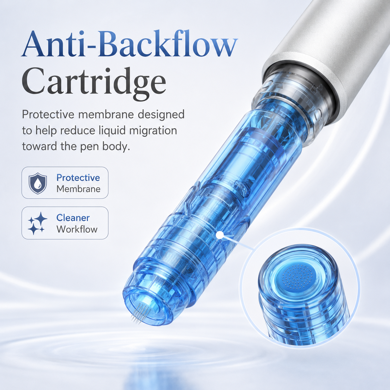 Dr. Pen M8S anti-backflow cartridge design