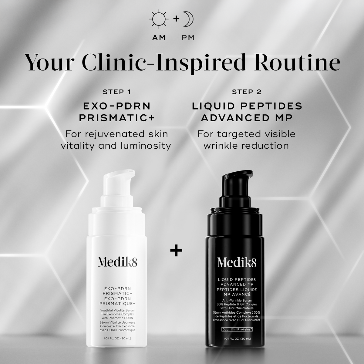 Clinic-inspired routine: Exo-PDRN Prismatic+ with Liquid Peptides Advanced MP
