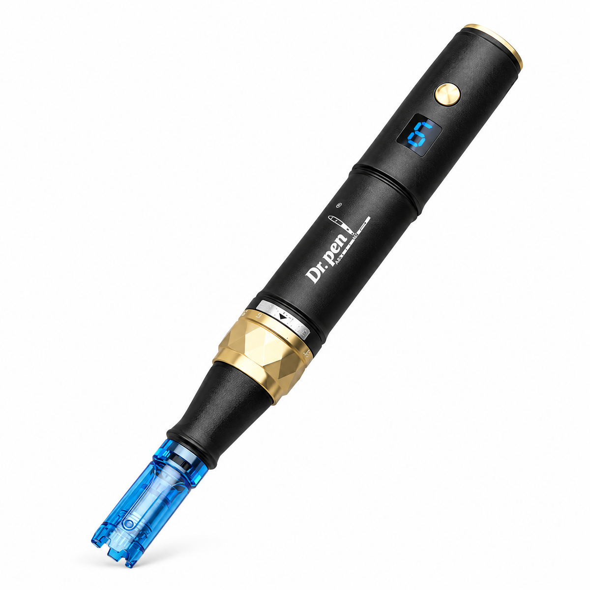 Dr. Pen A8S microneedling pen with blue needle cartridge